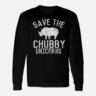 Funny Save The Chubby Unicorns Fat Rhino Vintage Unisex Long Sleeve | Crazezy UK
