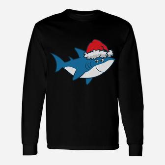 Funny Shark With Santa Hat Cute Shark Love Sharks Christmas Unisex Long Sleeve | Crazezy