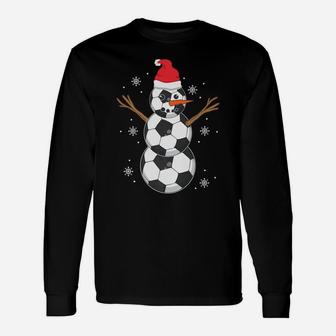 Funny Soccer Ball Snowman Sport Lover Gift Christmas Holiday Unisex Long Sleeve | Crazezy