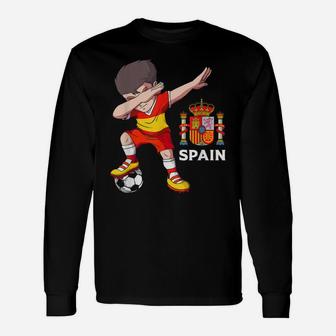 Funny Spain Soccer Dabbing Football Unisex Long Sleeve | Crazezy DE