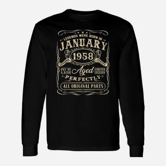 Funny Tee Legends Were Born In January 1958 63Rd Birthday Unisex Long Sleeve | Crazezy