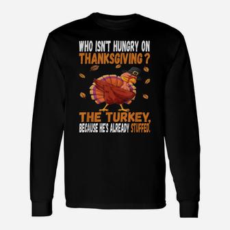 Funny Thanksgiving Joke Dabbing Stuffed Turkey Pun Fall Unisex Long Sleeve | Crazezy