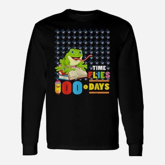 Funny Time Flies 100 Days Frog Lovers 100Th Day Of School Unisex Long Sleeve | Crazezy