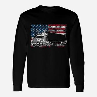 Funny Truck Driver American Flag 4Th Of July Trucker Gift Unisex Long Sleeve | Crazezy DE