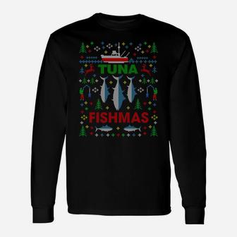 Funny Tuna Fishing Ugly Christmas Sweater Party Shirt Gifts Unisex Long Sleeve | Crazezy