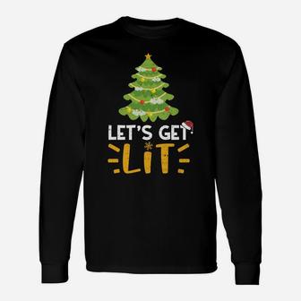 Funny Xmas Drunk Let's Get Lit - Christmas Drinking Sweatshirt Unisex Long Sleeve | Crazezy UK