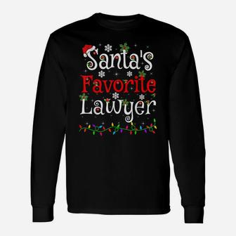 Funny Xmas Lighting Santa's Favorite Lawyer Christmas Unisex Long Sleeve | Crazezy