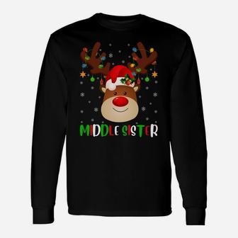 Funny Xmas Matching Family Middle Sister Reindeer Christmas Unisex Long Sleeve | Crazezy CA