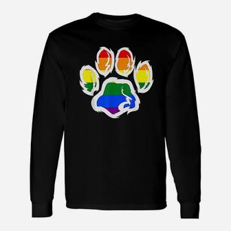Furry Pride Rainbow Fursuit Dog Paw Print Lgbt Unisex Long Sleeve | Crazezy DE