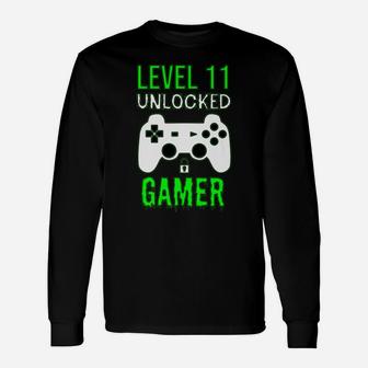 Gamer 11Th Birthday Funny Gift - Level 11 Unlocked Gamer Unisex Long Sleeve | Crazezy AU