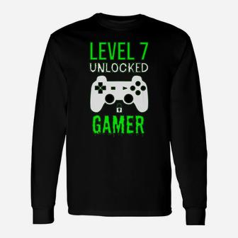 Gamer 7Th Birthday Funny Gift - Level 7 Unlocked Gamer Unisex Long Sleeve | Crazezy UK