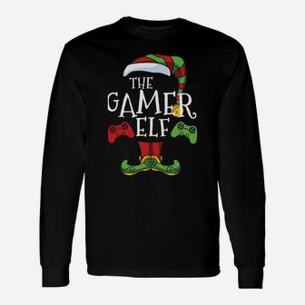 Gamer Elf Family Matching Christmas Funny Gaming Pajama Pj Unisex Long Sleeve | Crazezy