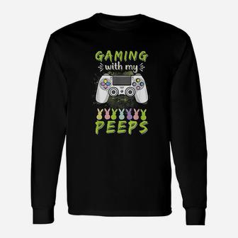 Gaming With My Easter Peeps Funny Gaming Bunny Unisex Long Sleeve | Crazezy DE