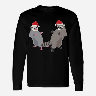 Garbage Gang Opossum Raccoon Santa Claus Merry Trashmas Gift Unisex Long Sleeve | Crazezy