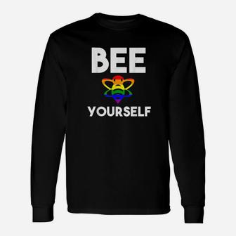Gay Pride Bee Yourself Coming Out Lgbtq Rainbow Cute Long Sleeve T-Shirt - Monsterry AU