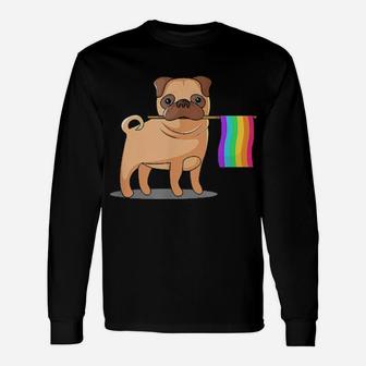 Gay Pride Flag Pug Lgbt Pride Long Sleeve T-Shirt - Monsterry