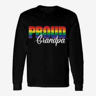Gay Pride Shirt Proud Grandpa Lgbt Ally For Rainbow Long Sleeve T-Shirt - Monsterry