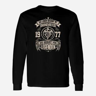 Geburt von Legenden 1977 Jahrgang Langarmshirts, Retro Geburtstags-Langarmshirts - Seseable