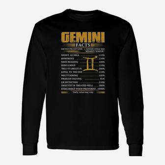 Gemini Facts Servings Per Container Zodiac Unisex Long Sleeve | Crazezy
