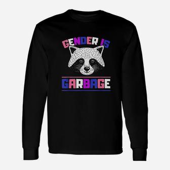 Gender Is Garbage Raccoon Genderfluid Pride Flag Gift Unisex Long Sleeve | Crazezy CA