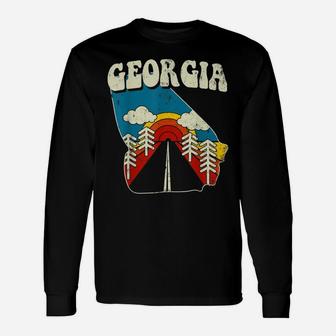 Georgia Vintage State Rainbow Hippie Retro 70S Map Unisex Long Sleeve | Crazezy