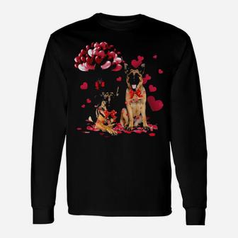 German Shepherd Valentines Day Heart Ballon Long Sleeve T-Shirt - Monsterry AU