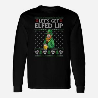 Get Elfed Up Elf Drink Beer Irish Funny Xmas Ireland Sweatshirt Unisex Long Sleeve | Crazezy UK