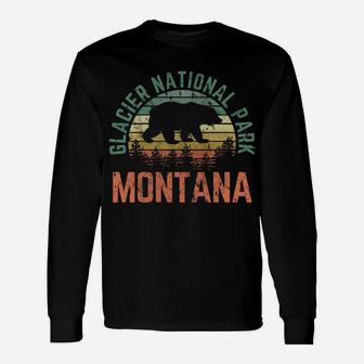 Glacier National Park Montana Bear Nature Outdoors Vintage Unisex Long Sleeve | Crazezy