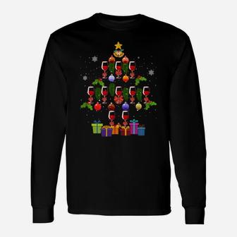 Glasses Of Wine Christmas Tree Xmas Gift For Wine Lover Sweatshirt Unisex Long Sleeve | Crazezy