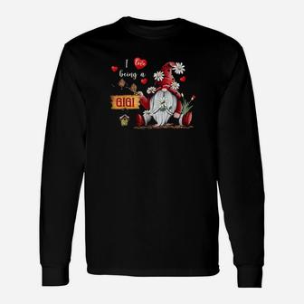 Gnome Daisy I Love Being A Gigi Gnome Valentine's Day Long Sleeve T-Shirt - Monsterry