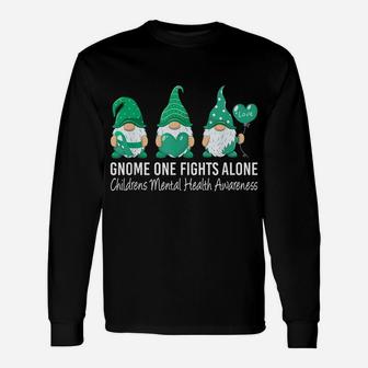 Gnome Fights Childrens Mental Health Awareness Green Ribbon Unisex Long Sleeve | Crazezy