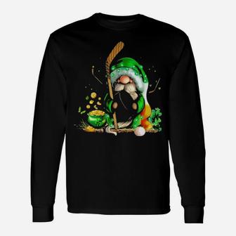 Gnome Hug Ice Hockey Patrick Day Long Sleeve T-Shirt - Monsterry