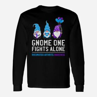 Gnome One Fights Alone Rheumatoid Arthritis Awareness Ribbon Unisex Long Sleeve | Crazezy