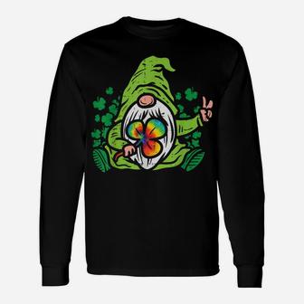 Gnome Tie Dye Shamrock Clover St Patricks Day Hippie Gift Unisex Long Sleeve | Crazezy
