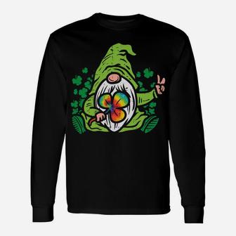 Gnome Tie Dye Shamrock Clover St Patricks Day Hippie Gift Unisex Long Sleeve | Crazezy UK