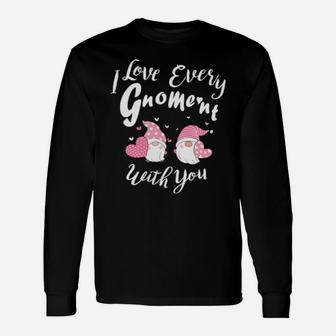 Gnome Valentines Love Every Gnoment Gnomie Heart Long Sleeve T-Shirt - Monsterry