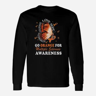 Go Orange Multiple Sclerosis Awareness Butterfly Unisex Long Sleeve | Crazezy AU