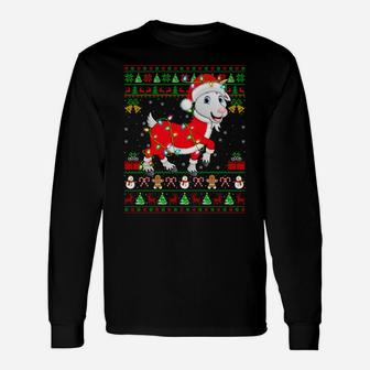 Goat Animal Lover Xmas Matching Santa Ugly Goat Christmas Sweatshirt Unisex Long Sleeve | Crazezy AU