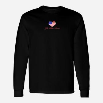 God Bless America Watercolor Painted American Flag Hearts Premium Long Sleeve T-Shirt - Thegiftio UK