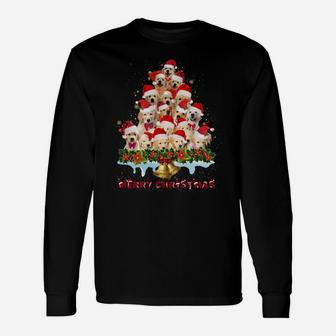 Golden Retriever Christmas Gift Holly Leaves Santa Hat Sweatshirt Unisex Long Sleeve | Crazezy