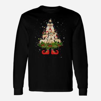 Golden Retriever Christmas Tree Lights Funny Santa Hat Dog Unisex Long Sleeve | Crazezy