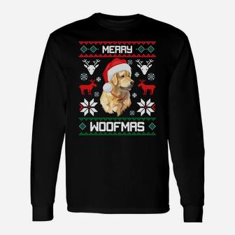 Golden Retriever Dog Merry Woofmas Christmas Sweatshirt Unisex Long Sleeve | Crazezy