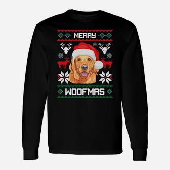 Golden Retriever Merry Woofmas Sweatshirt Dog Christmas Unisex Long Sleeve | Crazezy