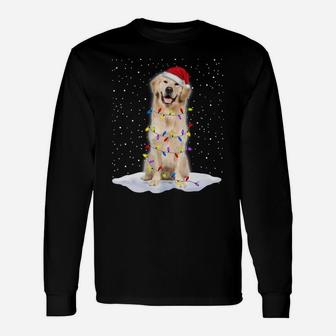 Golden Retriever Santa Christmas Tree Lights Xmas Gifts Sweatshirt Unisex Long Sleeve | Crazezy