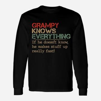 Grampy Knows Everything If He Doesn't Know Vintage Grampy Unisex Long Sleeve | Crazezy AU