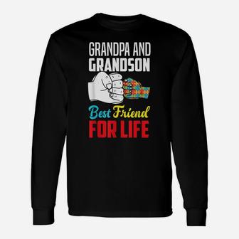Grandpa And Grandson Best Friend For Life Autism Grandpa Unisex Long Sleeve | Crazezy DE