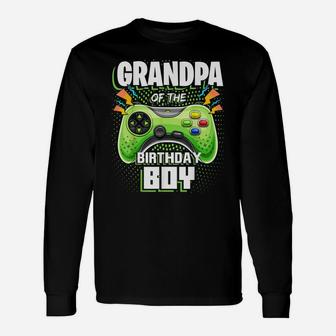 Grandpa Of The Birthday Boy Matching Video Gamer Party Unisex Long Sleeve | Crazezy AU
