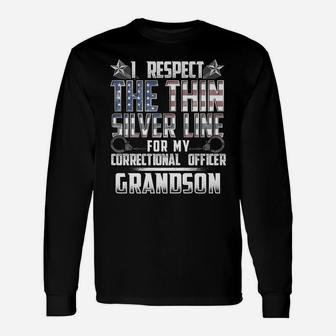 Grandson Thin Silver Line Correctional Officer Unisex Long Sleeve | Crazezy