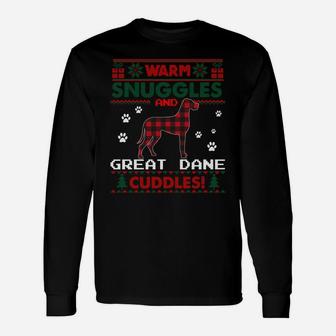 Great Dane Dog Red Buffalo Plaid Gift Ugly Christmas Sweater Sweatshirt Unisex Long Sleeve | Crazezy