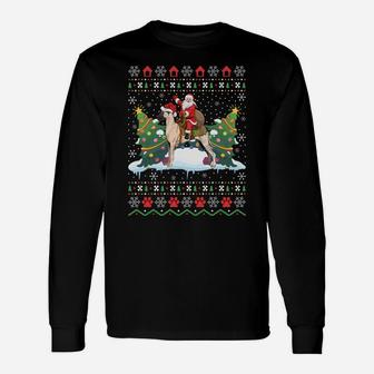 Great Dane Ugly Xmas Gift Santa Riding Great Dane Christmas Sweatshirt Unisex Long Sleeve | Crazezy